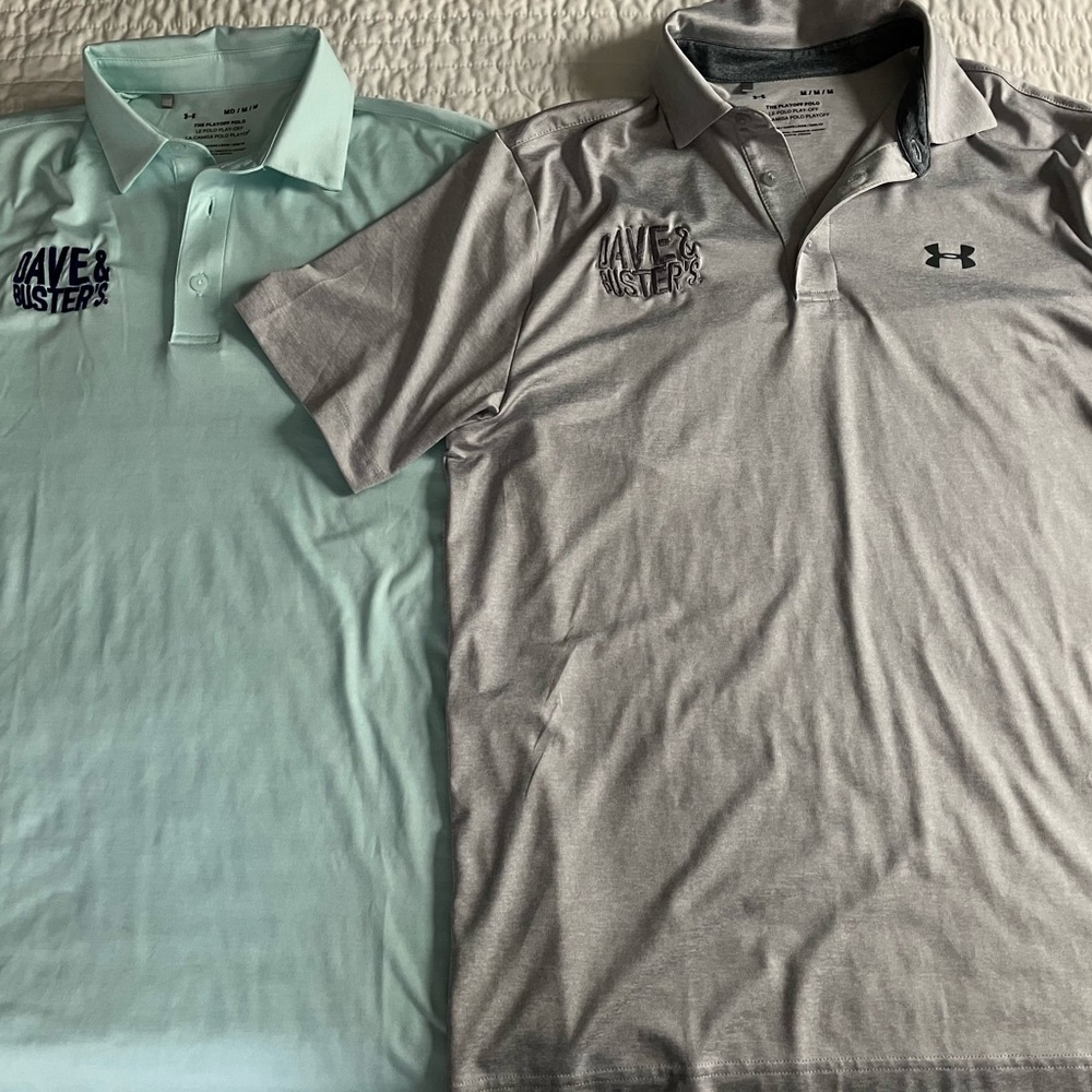 NWOT ..Under Armour Men's Light Gray Polo with Logo